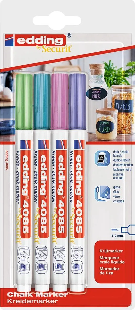 edding 4085 Krijtmarker Metallic - 4 Stuks