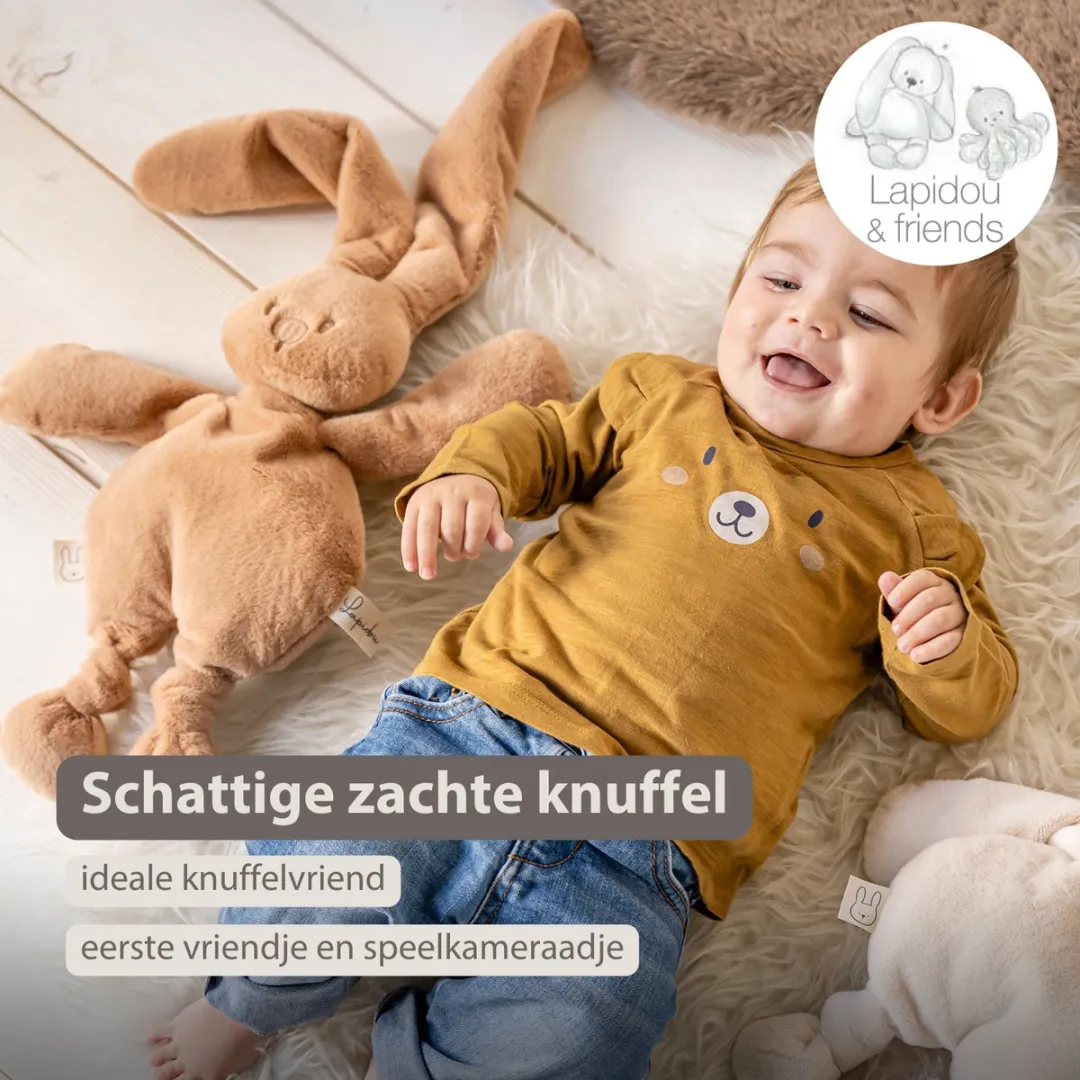 Nattou Lapidou Knuffel Konijn 30cm - Warm Beige