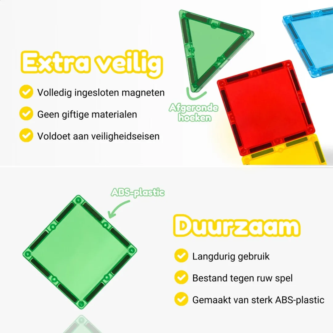 Fits4kids Magnetic Tiles 90 Stuks - Bouwplaatskleuren