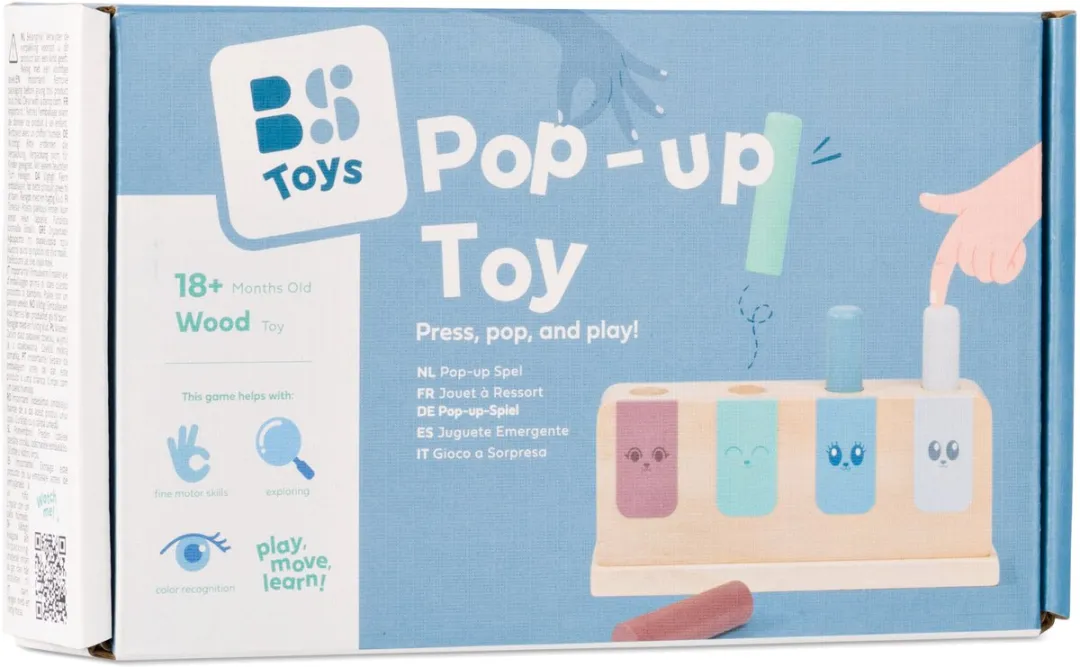 BS Toys Pop-Up Toy GA532 Houten Motoriekspel - 4 Stuks