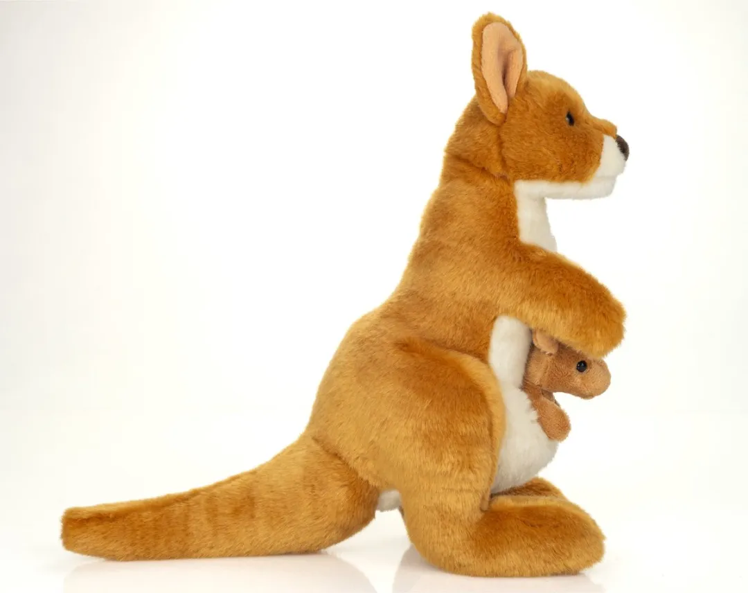 Teddy Hermann Knuffel Kangoeroe met baby - Bruin - 30 cm