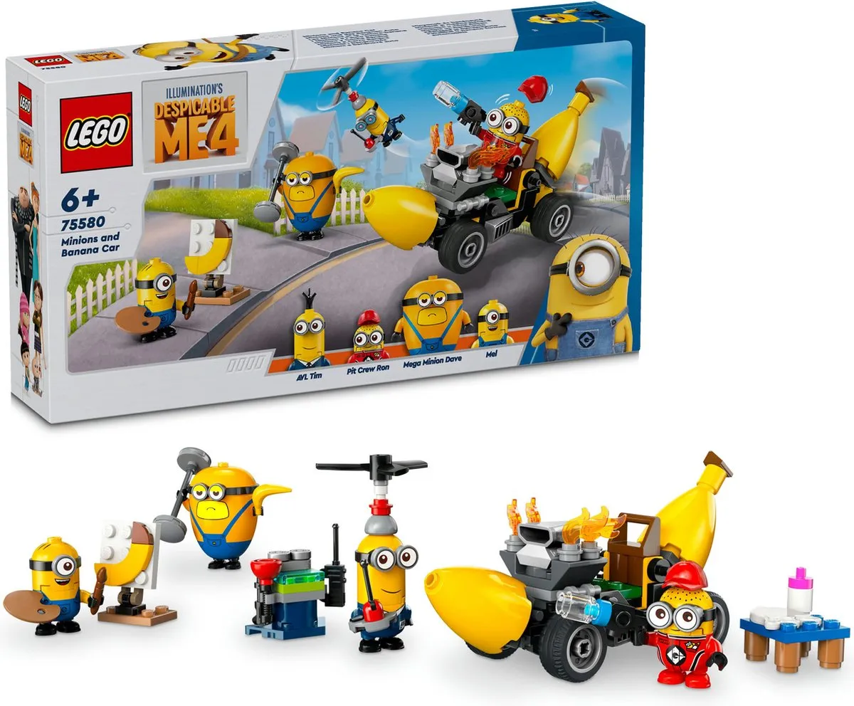 LEGO Despicable Me 4 Minions en Bananenauto 75580 - 136 Stukken