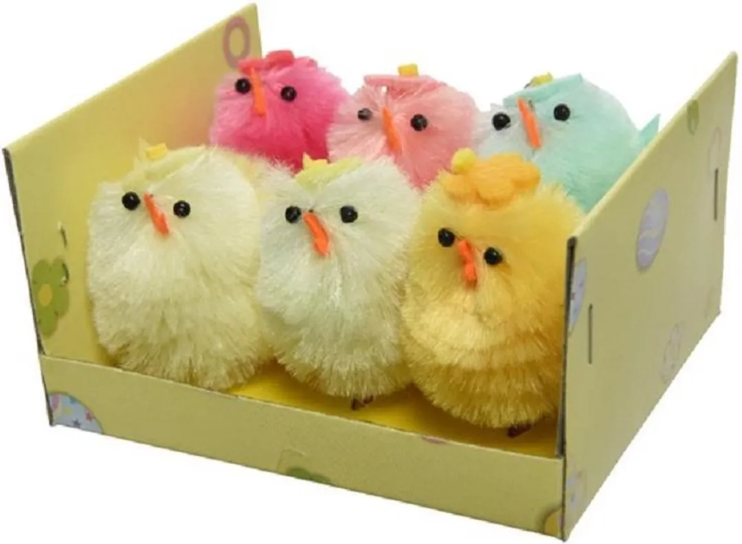 Decoris Pluche Kippen & Kuikentjes - 7 Stuks - Multi