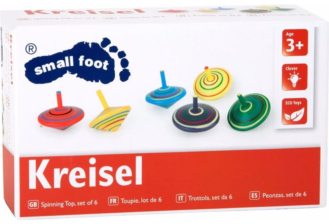 Small Foot Houten Tollen - 12 Stuks - Ø6cm - Multicolor