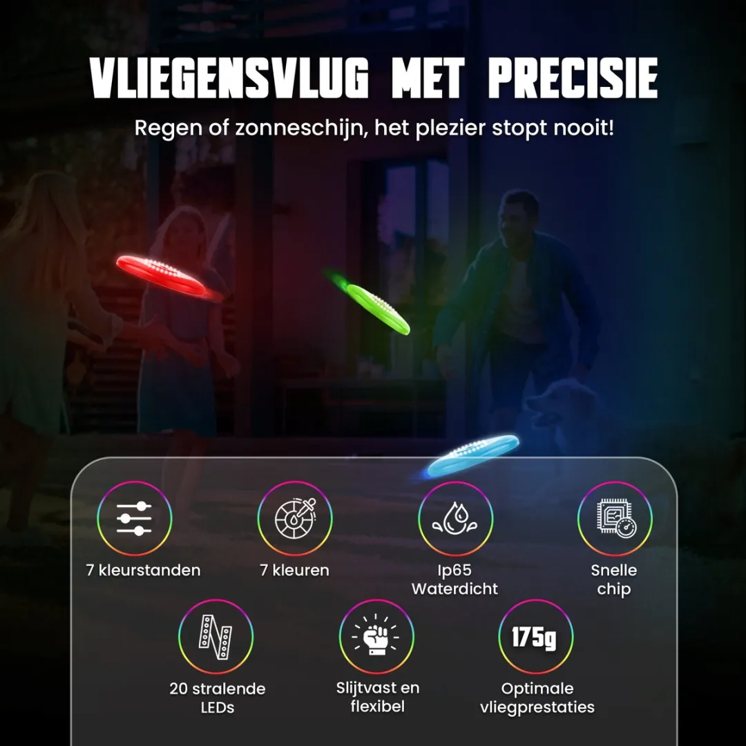 CosmoToys LED Frisbee - 7 Kleuren & Lichtstanden - Wit - afbeelding 6 van 6