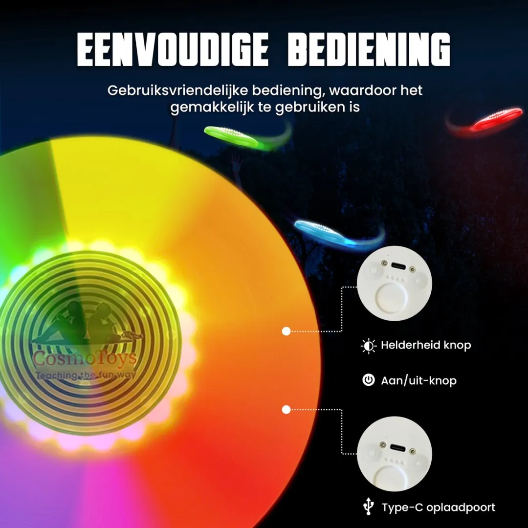CosmoToys LED Frisbee - 7 Kleuren & Lichtstanden - Wit