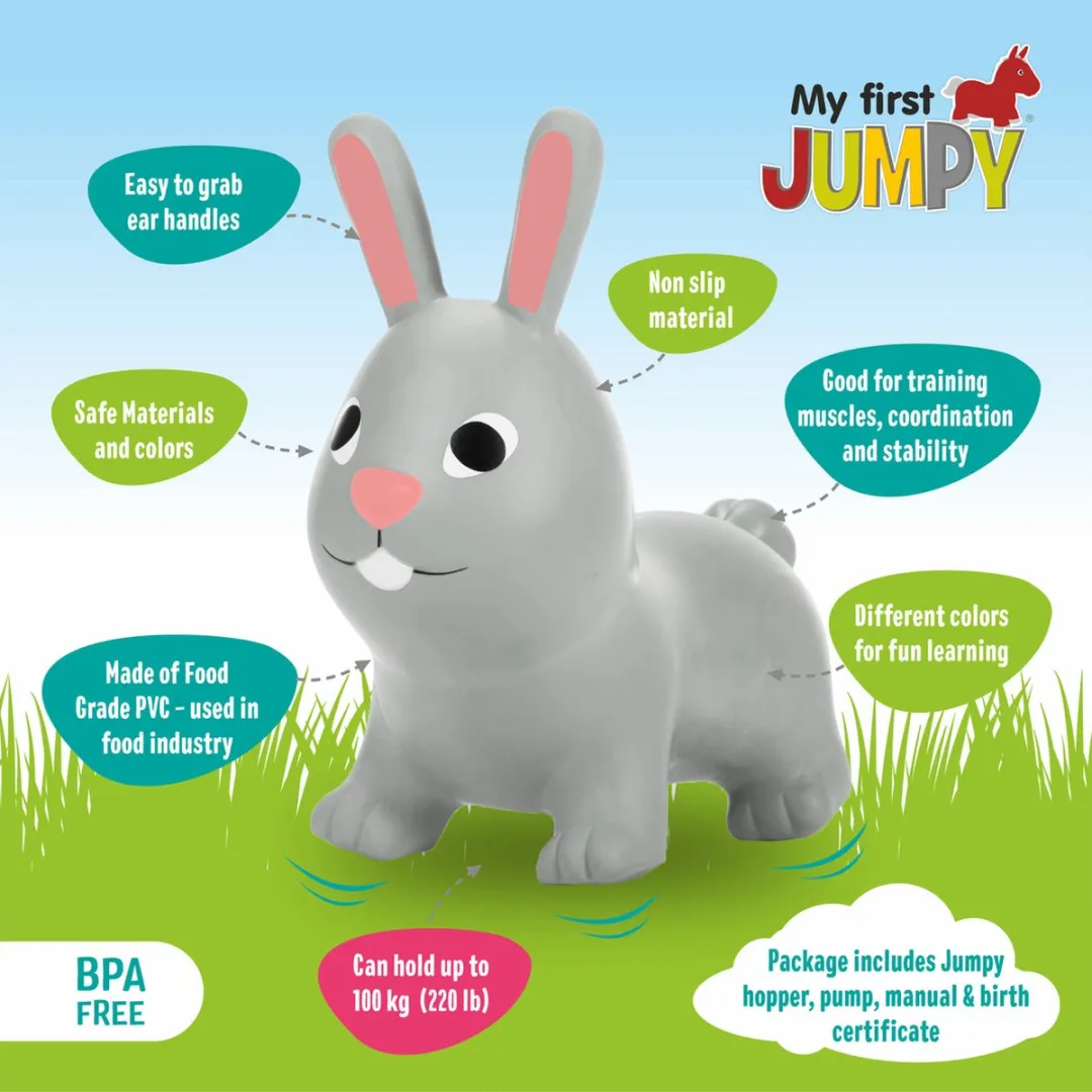 VTOYZ-GERARDOS TOYS JUMPY Haas Skippybal - 100 kg - Grijs - Incl. pomp