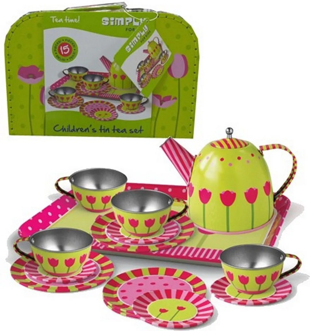Simply for Kids Tinnen Tulpen Theeservies - Koffer