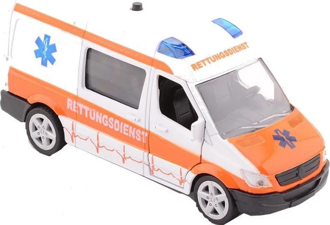 Johntoy Ambulance Super Cars 17cm - Licht & Geluid - Wit