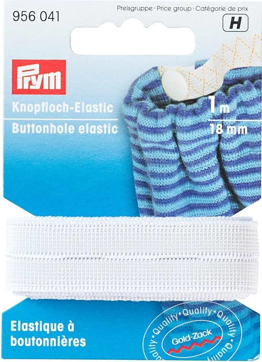 Prym Knoopsgatenelastiek 18mm Wit - 1m