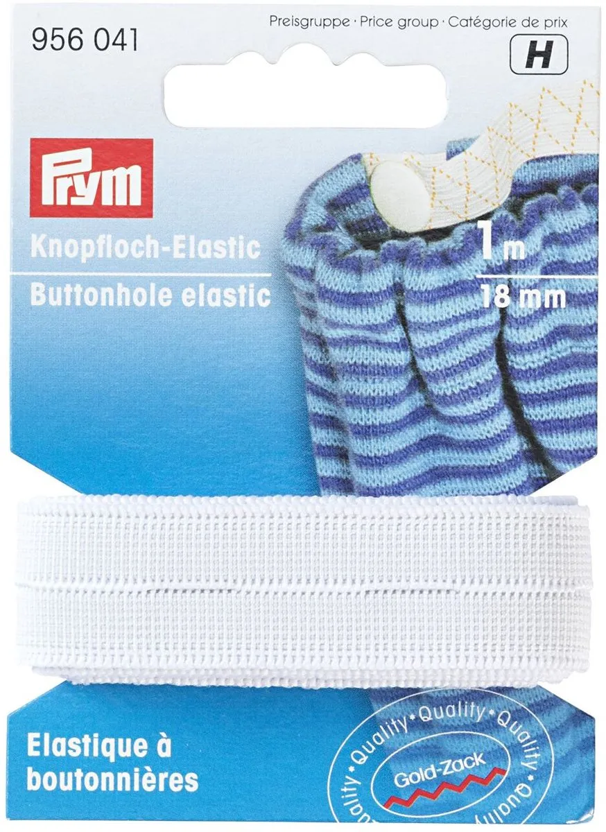 Prym Knoopsgatenelastiek 18mm Wit - 1m