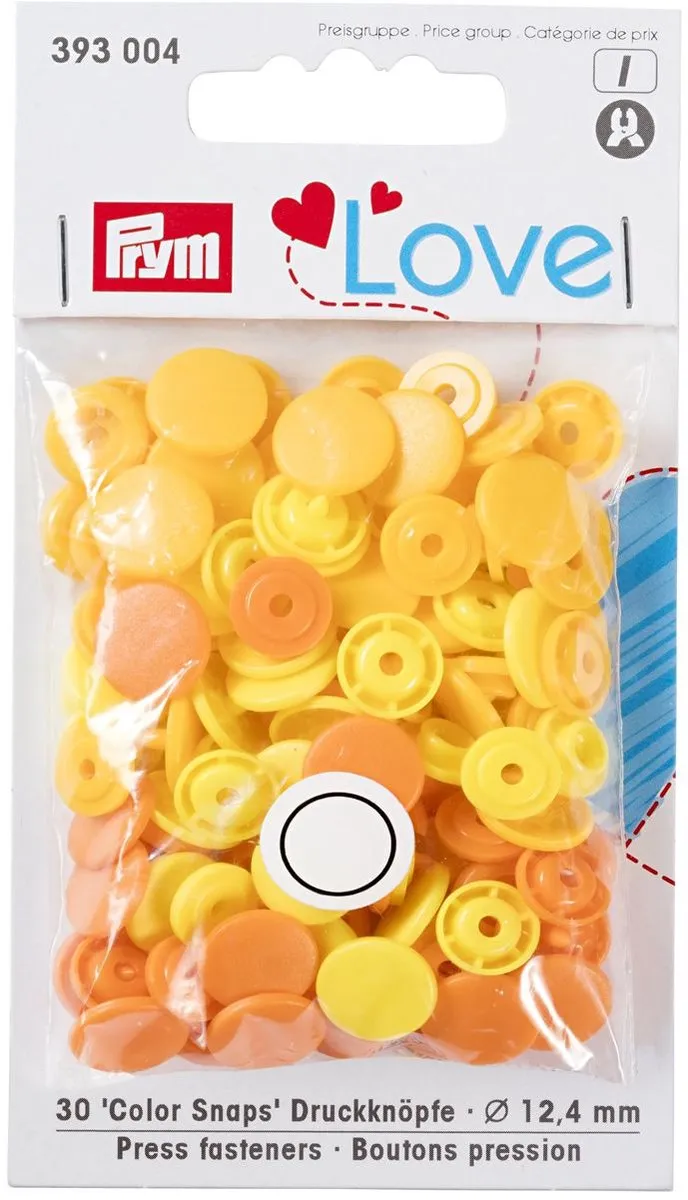 Prym Love Color Drukknoppen 12,4mm Geel - 30 Stuks