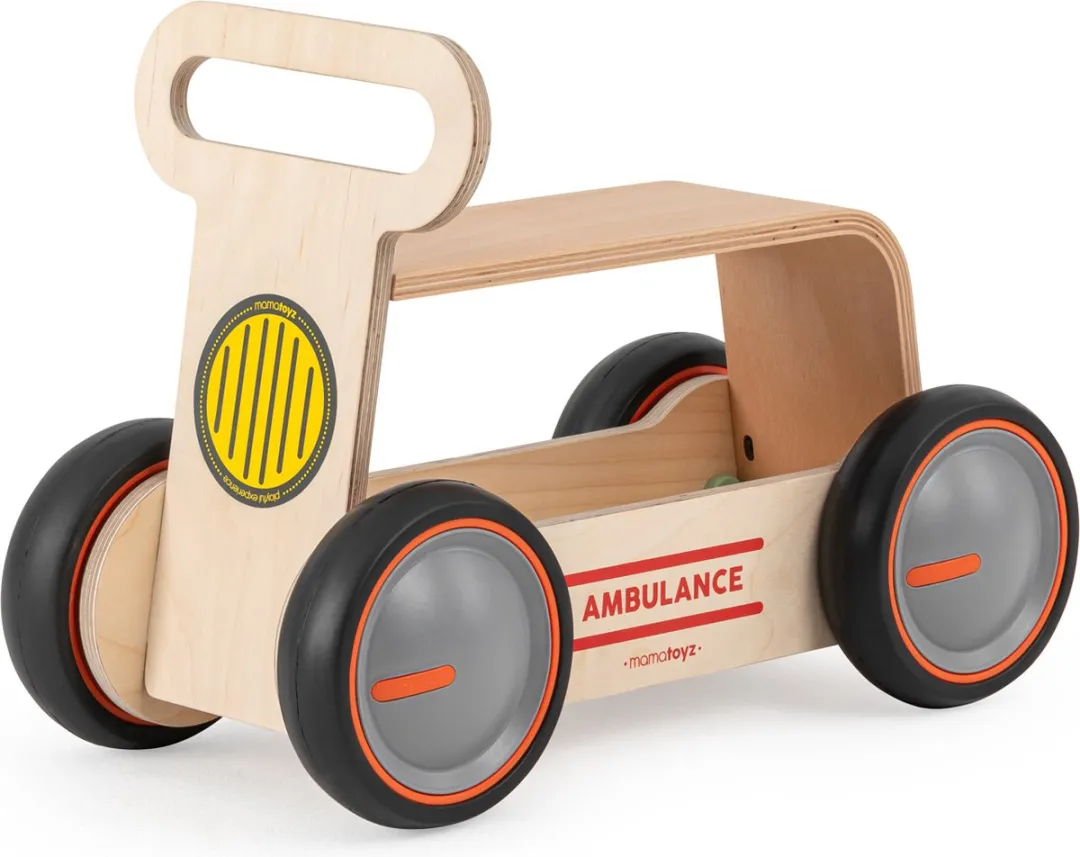 Mamatoyz Ambulance Loopwagen - 4 Wielen - Hout naturel