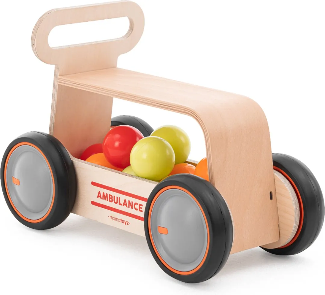 Mamatoyz Ambulance Loopwagen - 4 Wielen - Hout naturel