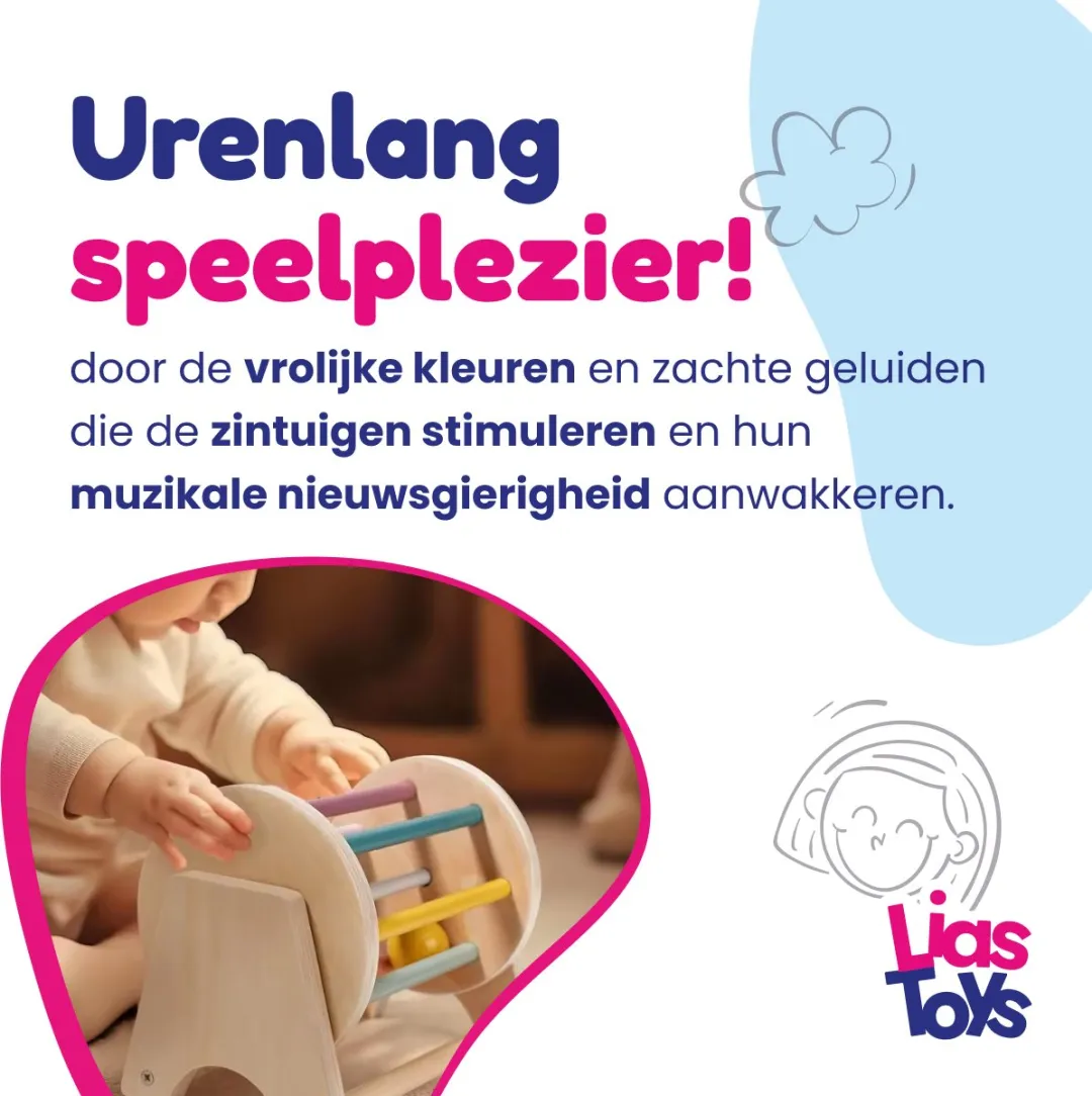 LiasToys Open Spinning Drum Baby Speelgoed - Houten Montessori Trommel - afbeelding 4 van 6