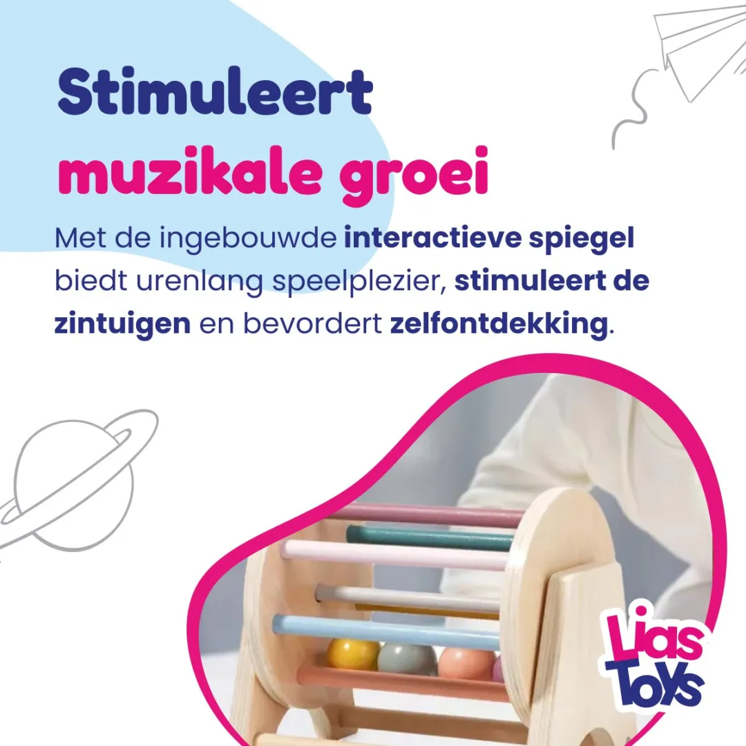 LiasToys Open Spinning Drum Baby Speelgoed - Houten Montessori Trommel - afbeelding 5 van 6