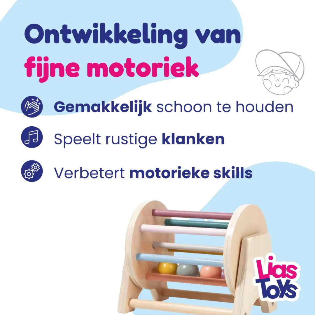 LiasToys Open Spinning Drum Baby Speelgoed - Houten Montessori Trommel - afbeelding 3 van 6