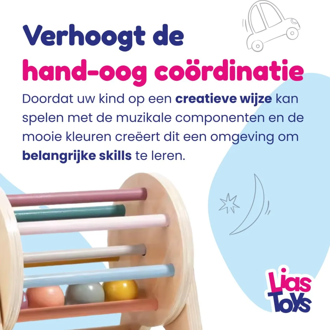 LiasToys Open Spinning Drum Baby Speelgoed - Houten Montessori Trommel - afbeelding 6 van 6
