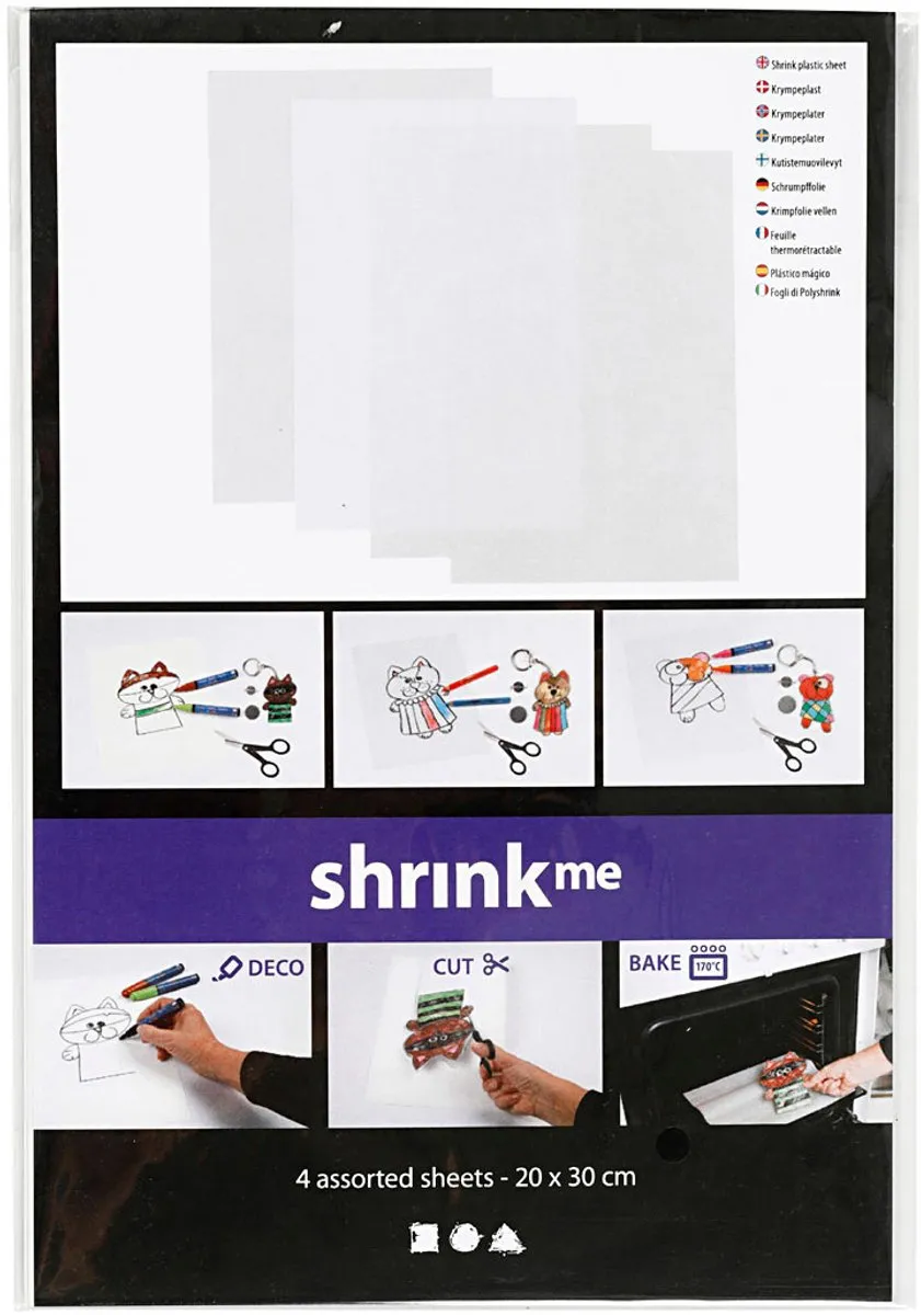 Creativ Company Krimpfolie Knutselvellen 20x30cm - Multicolor - 4 Stuks