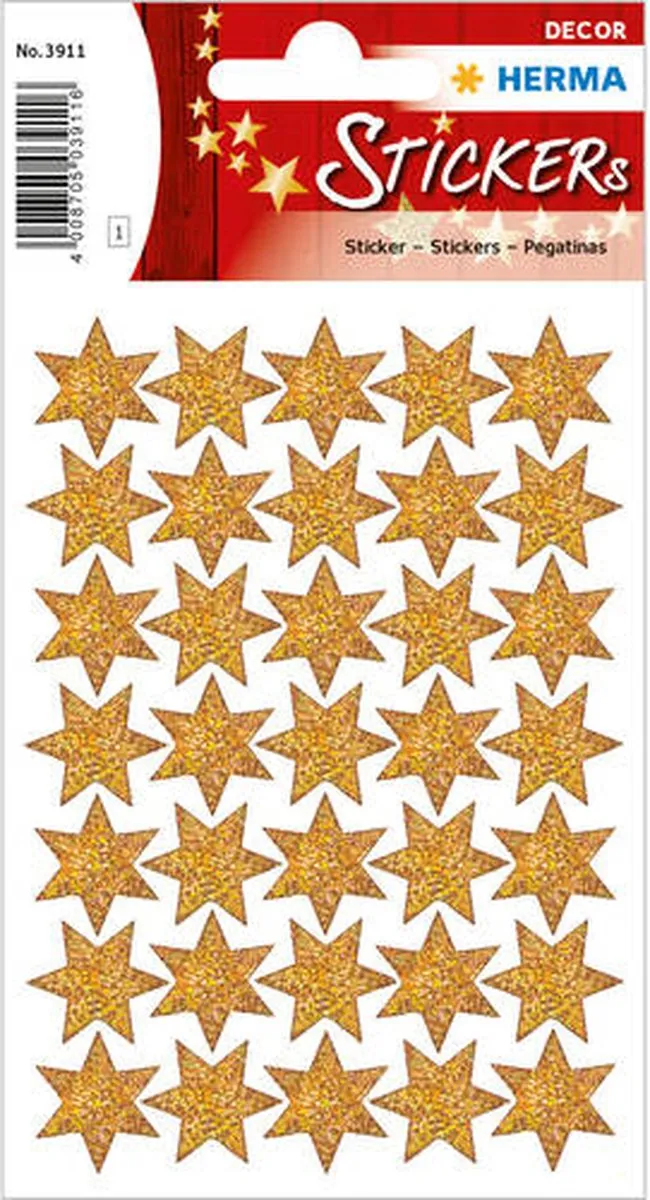 Herma Sterren Goud Glimmend Stickers - 35 Stuks - afbeelding 2 van 2