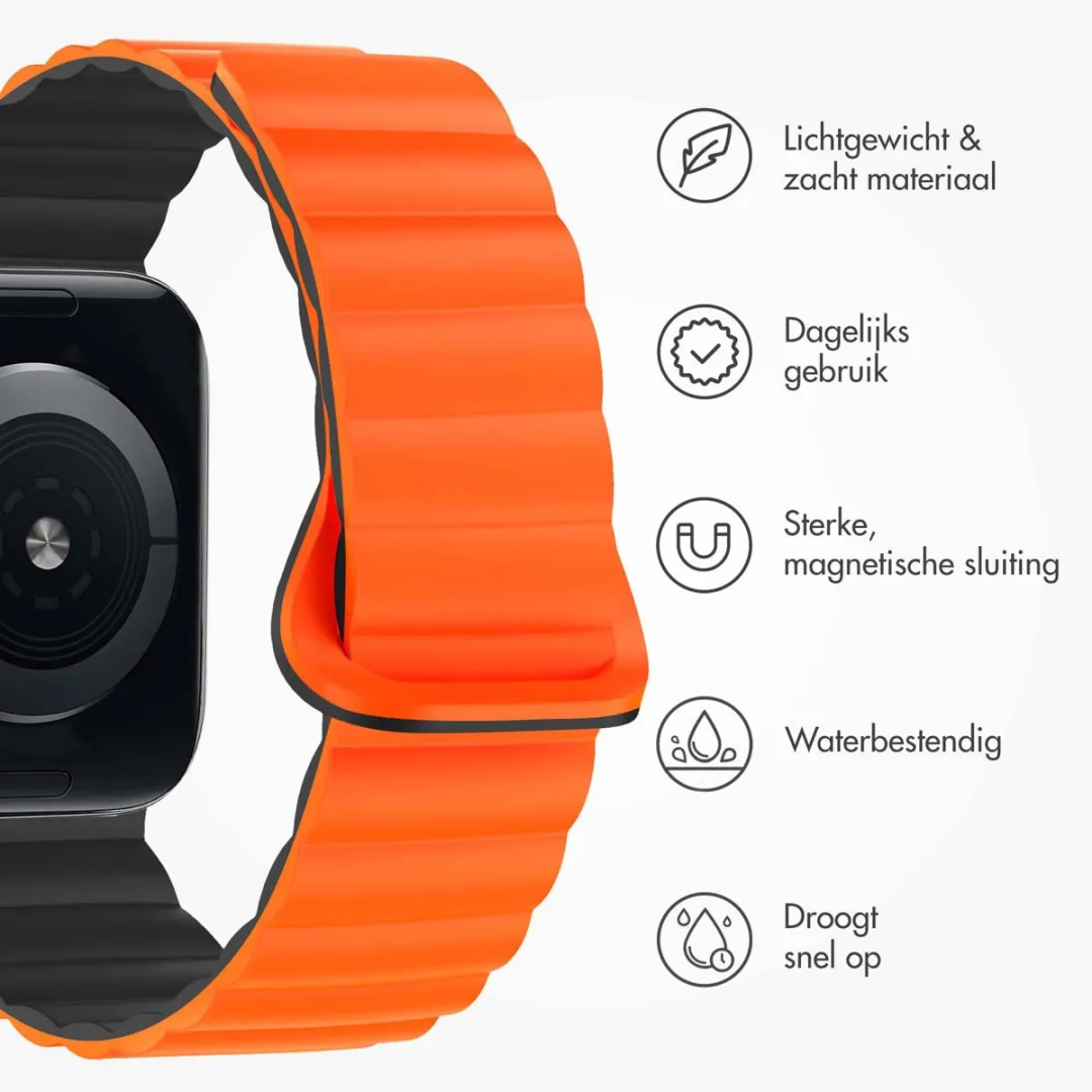 Imoshion Magnetisch Siliconen Bandje Apple Watch 42mm - Oranje & Zwart