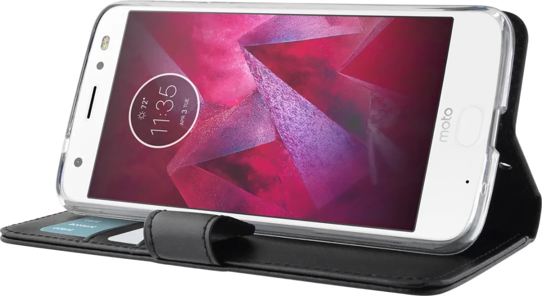 Azuri Book Cover Moto Z2 Force - Magnetisch Zwart - 3 Pasjes