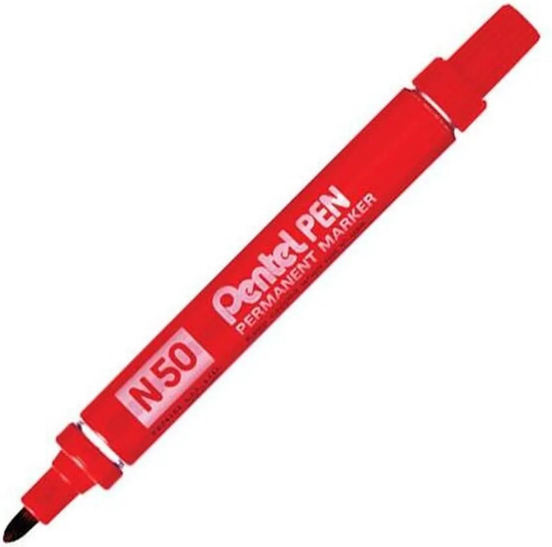 Pentel N50-BE Permanente Markeerstift - 12 Stuks Rood