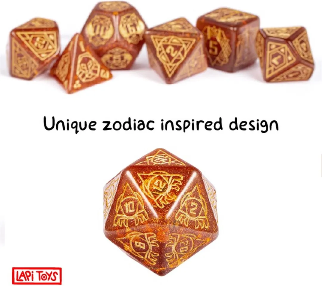 Lapi Toys DnD Polydice Set 7 Stuks - XL Resin - Rood