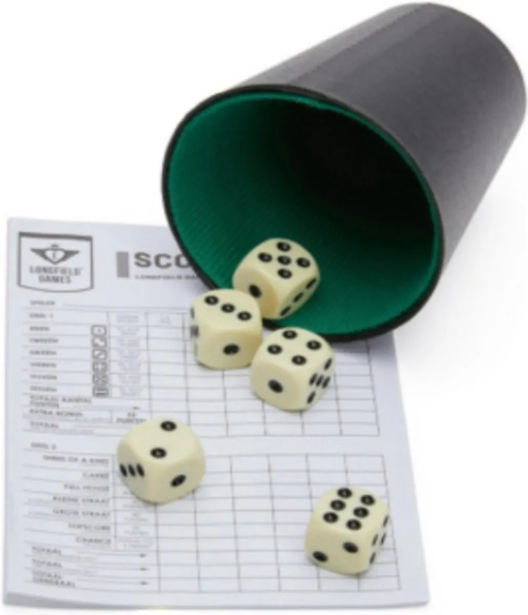 Jonotoys Dobbelset 9972 - 5 Dobbelstenen & Scoreblok - Multi