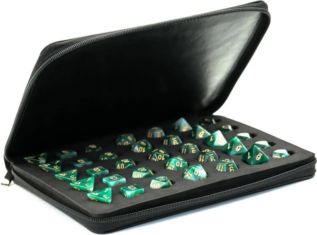 Lapi Toys D&D Dobbelstenen Bewaardoos - 35 Stuks - Kunstleer Zwart