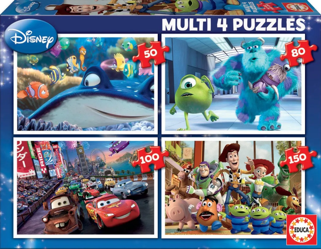 Educa Pixar 4-in-1 Puzzelset Multicolor