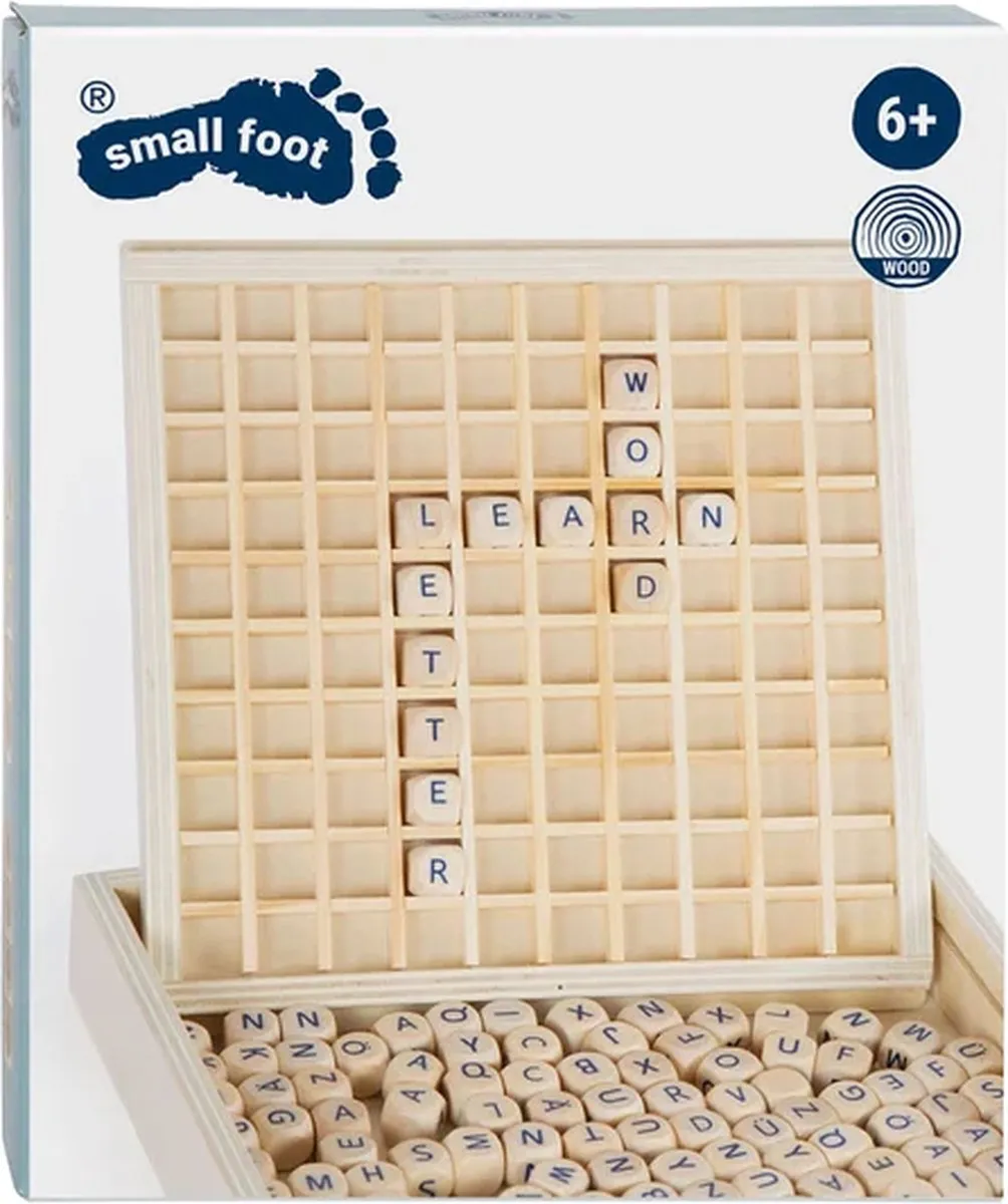 Small Foot Woorden Vormen - Houten opbergkist 145 Letterdobbelstenen