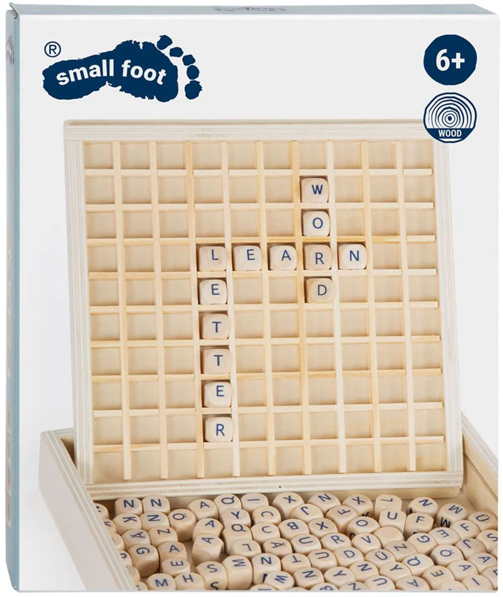 Small Foot Woorden Vormen - Houten opbergkist 145 Letterdobbelstenen