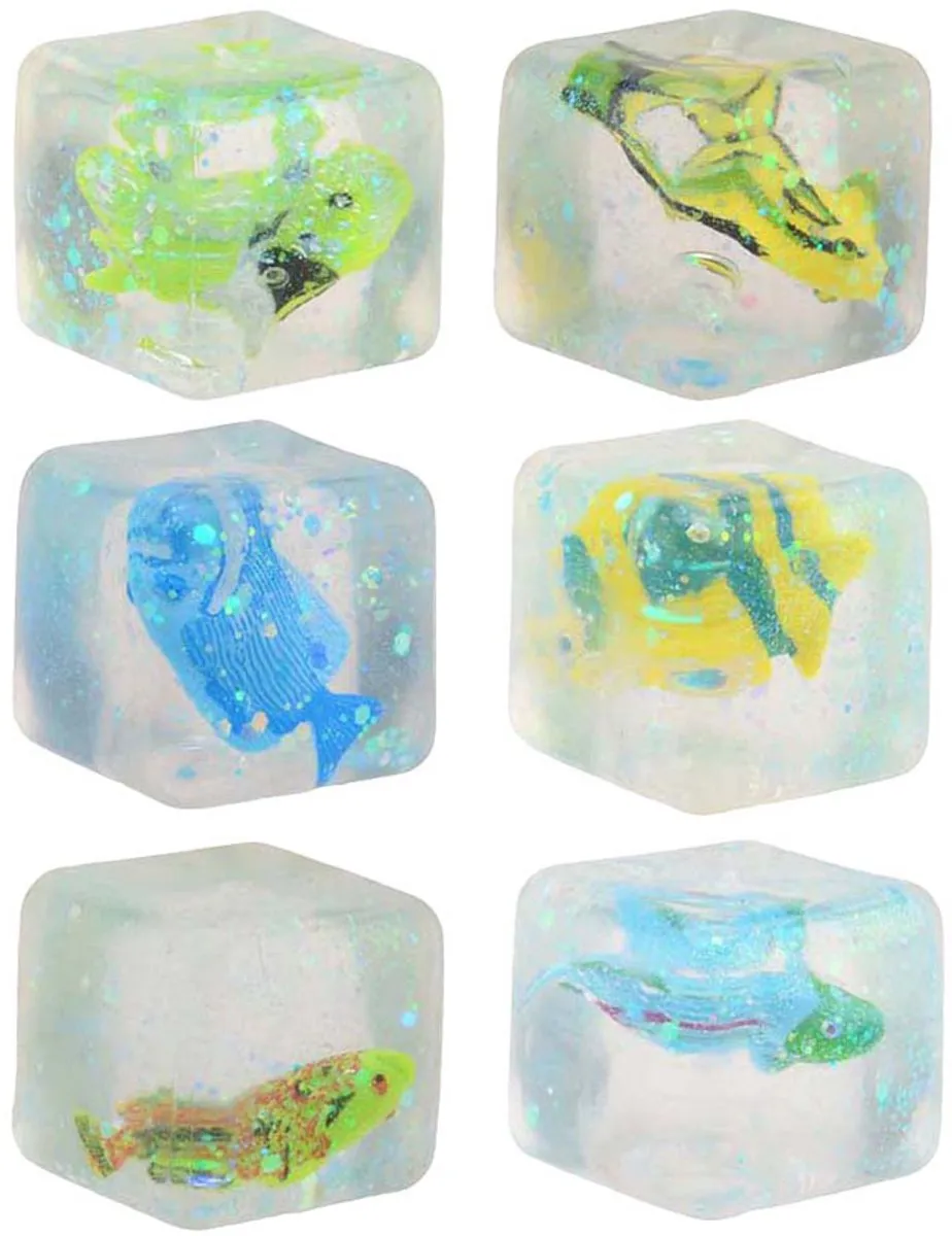 Johntoy Slow Rise Glitter Kubus met Vis - Multicolor - afbeelding 3 van 3