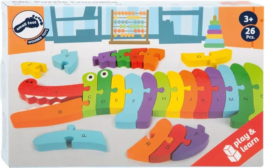 Small Foot Houten ABC Krokodil Puzzel - 26 Stuks - afbeelding 6 van 6
