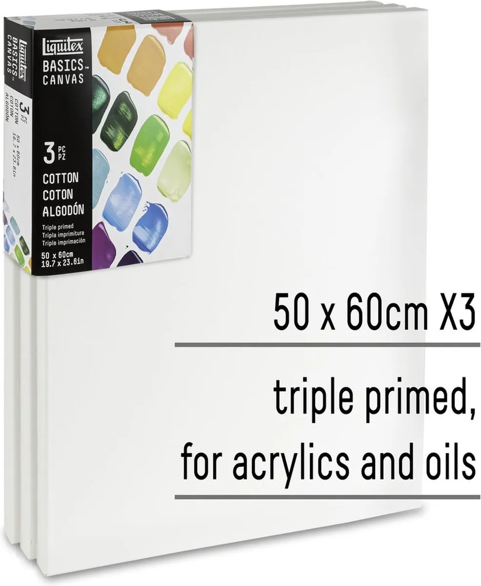 Liquitex Basics Canvas 50x60cm - Set van 3 - 100% Katoen 280g/m²