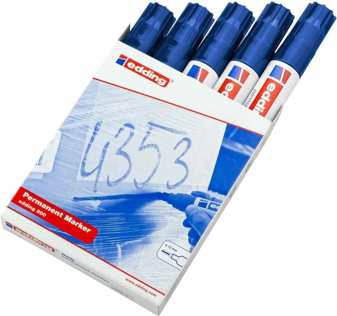 edding 800 Viltstift Schuin Blauw - 5 Stuks