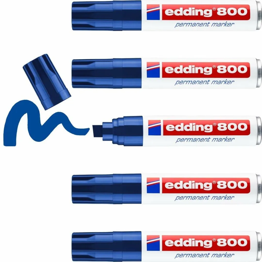 edding 800 Viltstift Schuin Blauw - 5 Stuks