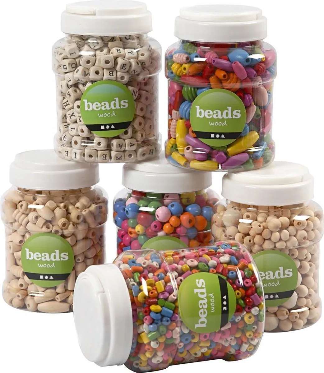 Creativ Company Creotime Houten kralen 5-25mm - 1,2kg - 6x400ml