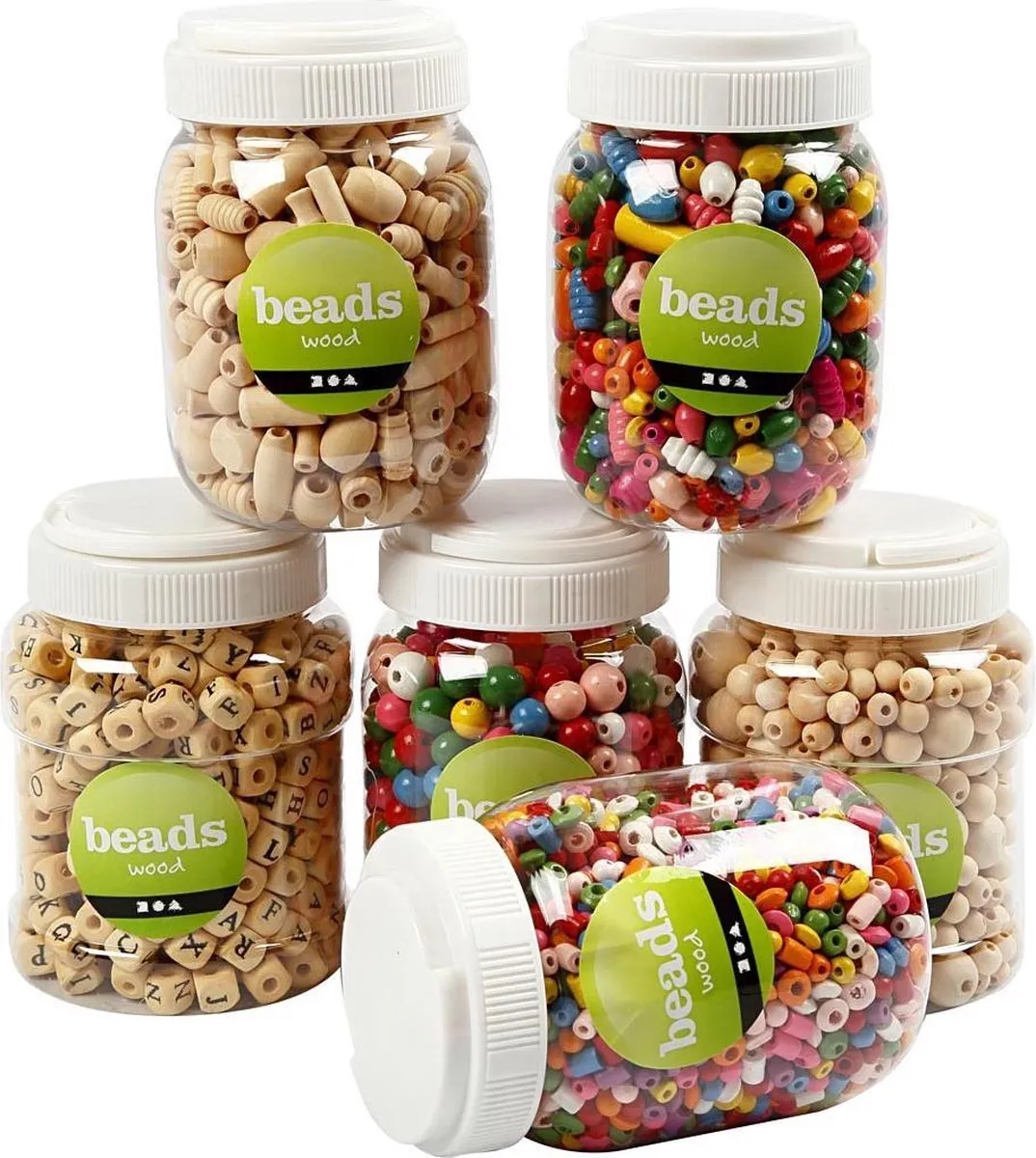 Creativ Company Creotime Houten kralen 5-25mm - 1,2kg - 6x400ml