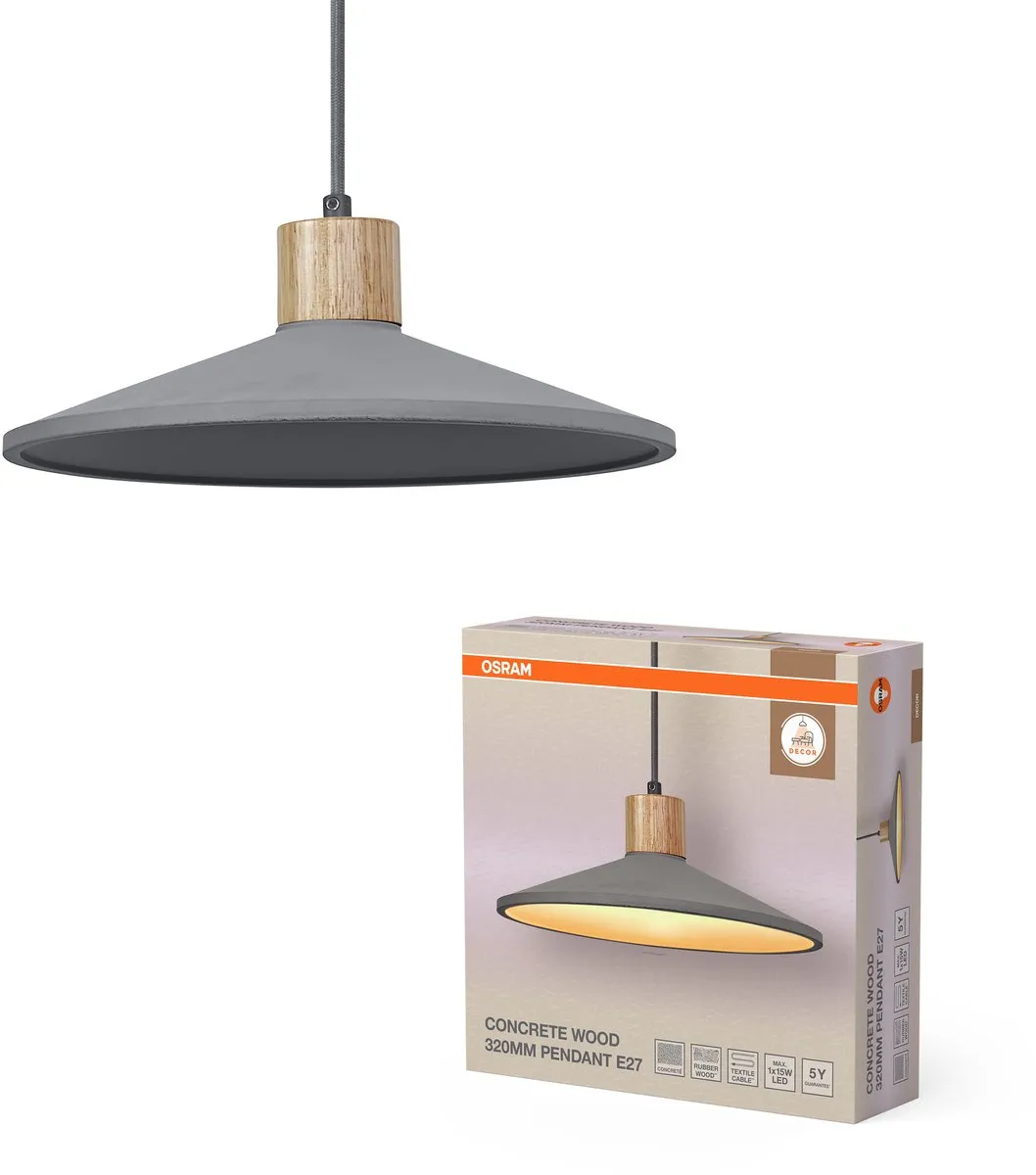 Osram Decor Concrete Wood Hanglamp 320mm - Donkergrijs