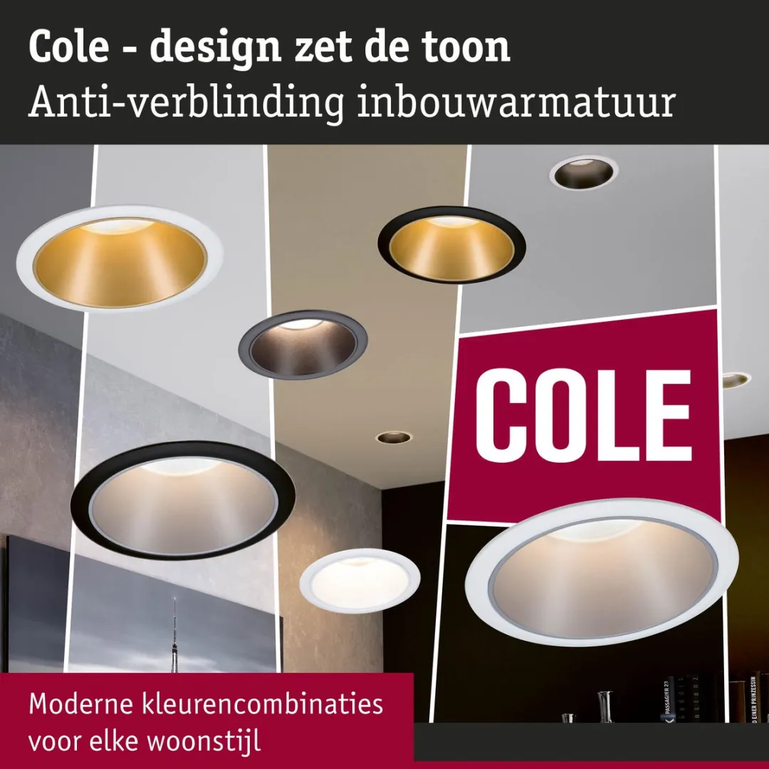 Paulmann Cole Coin Set LED Inbouwlamp 6x6W 470lm 2700K - Zwart mat