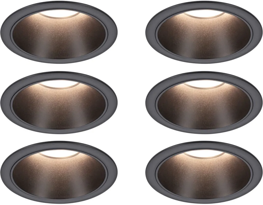 Paulmann Cole Coin Set LED Inbouwlamp 6x6W 470lm 2700K - Zwart mat