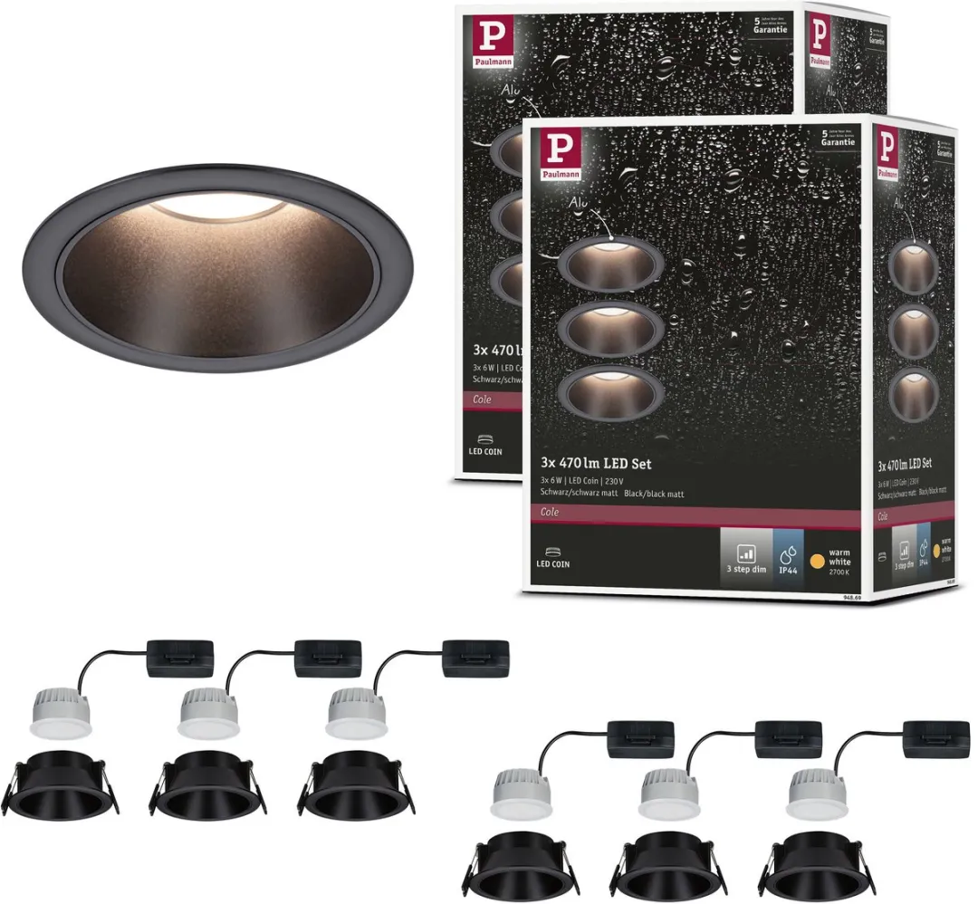 Paulmann Cole Coin Set LED Inbouwlamp 6x6W 470lm 2700K