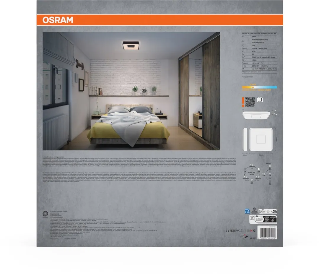 Osram Orbis Piana LED Plafondlamp 36W 3000K - Zwart