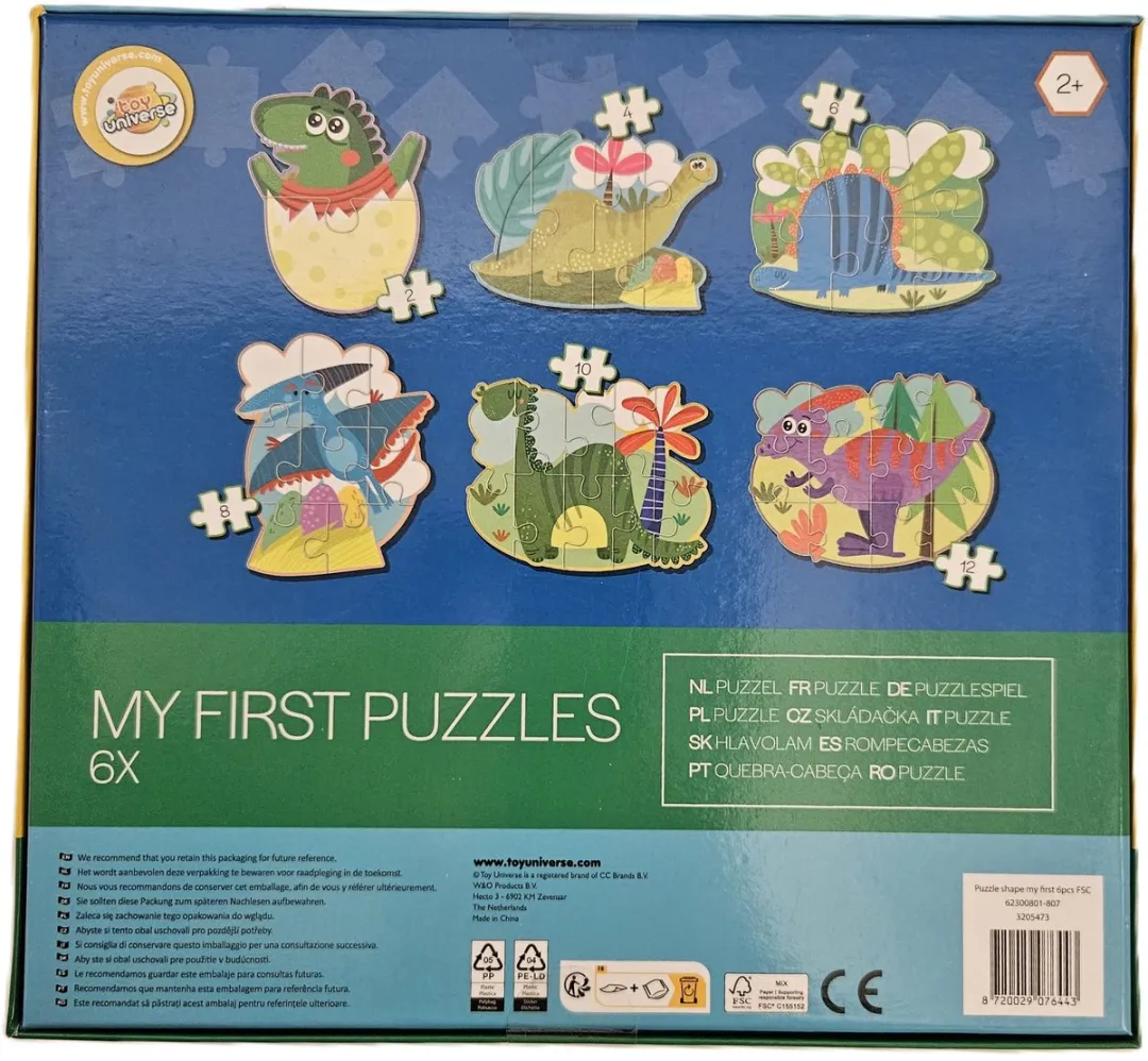 Toy Universe Dino Puzzels - 6x 42-delig Multicolor