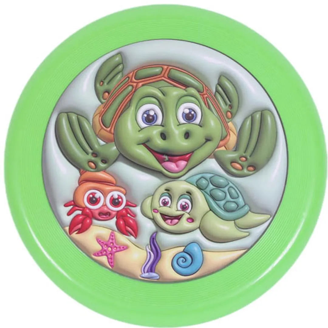 PIA Soft Toys 3D Zeedieren Frisbee Set - 3 Stuks 23cm - Blauw/Roze/ Groen