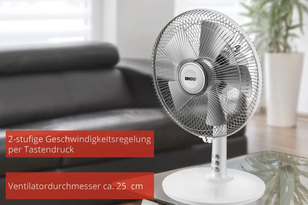 Unold 86810 Huishoudelijke Ventilator 25W - 25cm - Zilver/Wit - afbeelding 3 van 6