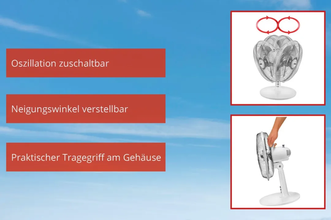 Unold 86810 Huishoudelijke Ventilator 25W - 25cm - Zilver/Wit - afbeelding 2 van 6