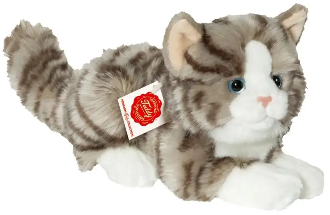 Hermann Teddy Knuffel Kat Grijs Getijgerd - Multikleur